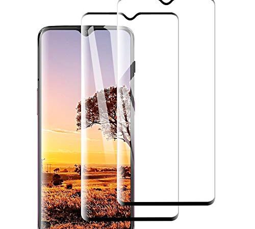 [2 Pack] Amonke Protector de Pantalla para Oneplus 6T Cristal Templado, 3D Curvado Completa Cobertura, 9H Dureza, Anti-Huella, Anti-Arañazos, Vidrio Templado Screen Protector para Oneplus 6T