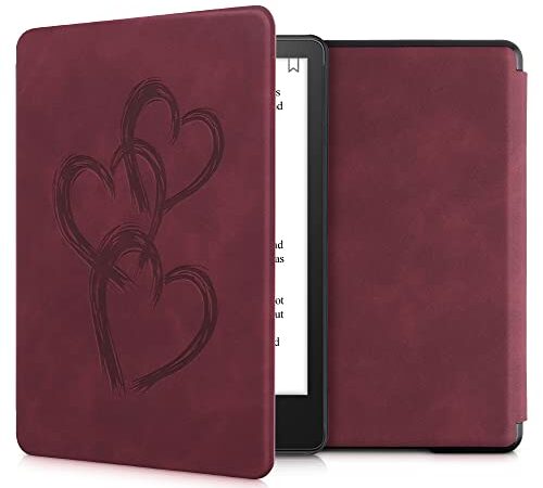 kwmobile Carcasa Compatible con Amazon Kindle Paperwhite (11. Gen - 2021) - Funda para e-Reader de Piel sintética - Rojo Oscuro