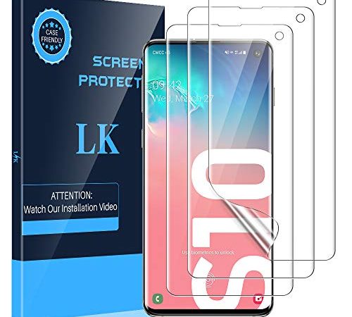 LK Compatible con Samsung Galaxy S10 Protector de Pantalla,3 Piezas,Admite la Función de Huella Digital,Película Protectora de TPU,Alta Definición y Sensibilidad,LK-X-23