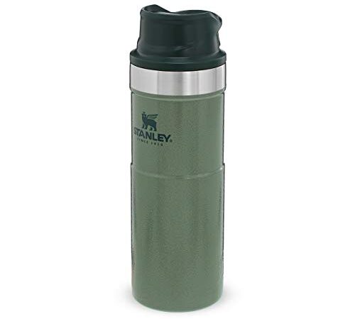 Stanley Trigger Action Termo Café Para Llevar 0.47L / 16OZ Hammertone Green – Botella Termica Sin BPA - Mantiene Frío 7 Horas - Vaso Termico Café de Acero Inoxidable - Apta Para Lavavajillas