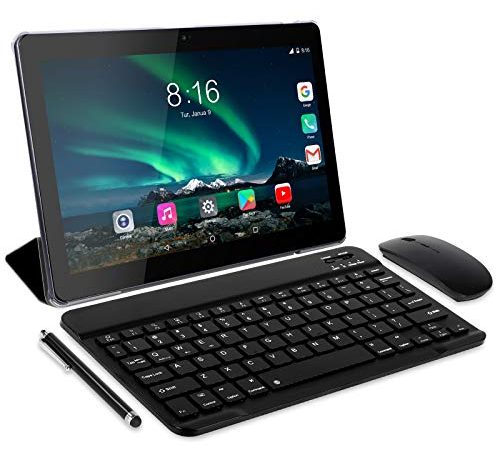 Tablet 10 Pulgadas 8 Core - TOSCiDO Android 10.0,4G LTE Tablets,4GB de RAM y 64 GB,Dobles SIM,GPS,WiFi,Teclado Bluetooth,Ratón,Funda para Tableta y Más Incluidos - Gray
