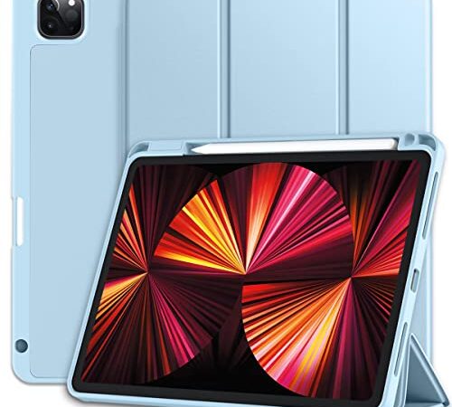 Vobafe Funda Compatible con Funda iPad Pro 11 2021/2020/2018, Triple Funda Inteligente, Compatible con Carga de Pencil 2, Activación/Suspensión Automática, Azul Claro