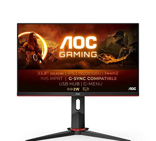 AOC Monitor Gaming 24G2U - 24" FHD, 144 Hz, 1ms, FreeSync Premium (1920x1080, HDMI, DisplayPort, USB Hub)