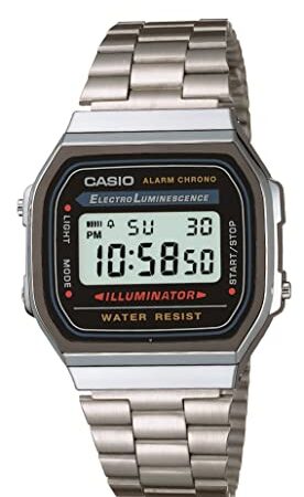 Casio Collection A168WA-1YES, Reloj Rectangular, Unisex, Plateado