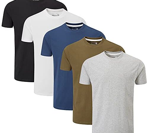 Charles Wilson 5er Packung Einfarbige T-Shirts mit Rundhalsausschnitt (Large, Mixed Essentials Type 23)