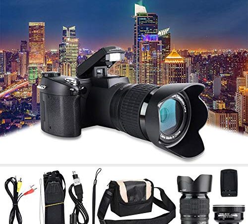 Cámara Digital Full HD, D7100 33MP Pantalla TFT LCD de 3.0 Pulgadas 24X Zoom LED Cámara Digital DSLR 1080P 30Fps Video Videocámara con Lente Gran Angular 0.5X y 128MB de Almacenamiento