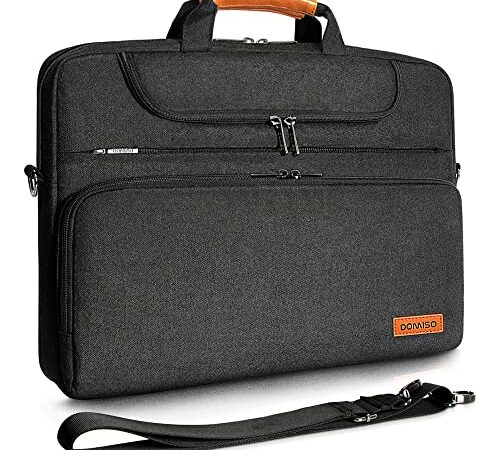 DOMISO 17-17,3 Pulgadas Impermeable Funda Protectora Bolsa Bandolera Maletin Compatible con Ordenador Portátil/Tablet/Notebook/Ultrabook/Chromebook, Negro