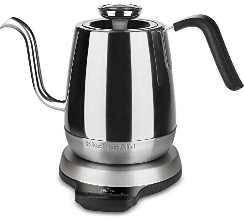 Kitchenaid Artisan - 1L Hervidor de agua de precisión digital en acero inoxidable pulido 1000W Ajuste exacto de la temperatura y con el cuello de cisne 5KEK1032ESS