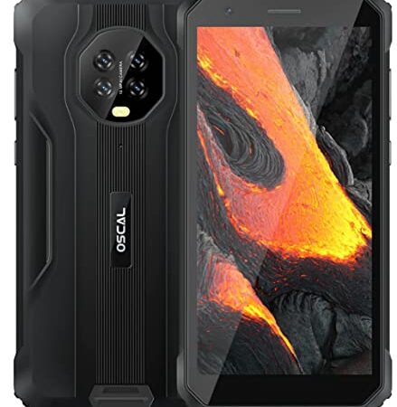 OSCAL S60 Pro (Cámara Visión Nocturna) Smartphone Resistente, Helio A25 Octa-Core 4GB+32GB, 5.7’’ HD+, Móvil Antigolpes Impermeables IP68/IP69K, Cámara IMX258 13MP, Batería 5580mAh, NFC GPS Negro