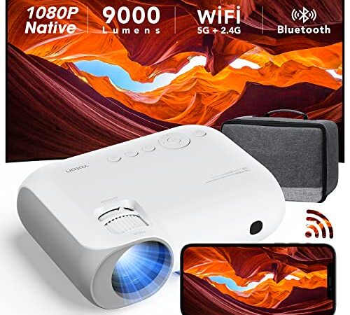 Proyector WiFi Bluetooth - Proyector Portátil 1080P Nativo 9000 Lumens para Móvil, [2022 Actualizado] YOTON Y7 Projector Full HD Cine en Casa con Entradas HDMI/AV/USB para Smartphone/PC/PS4/Laptop