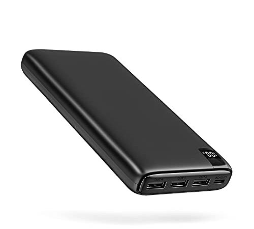 Riapow Batería Externa de 26800mAh, Power Bank 3,0 A USB C Carga Rápida Cargador Portátil con Pantalla LED Cargador de Teléfono 4 Puertos USB para iPhone, Samsung, Tablet y Más