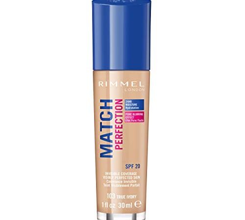 Rimmel London Match Perfection Foundation Base de Maquillaje Tono 103 True Ivory, 30 ml