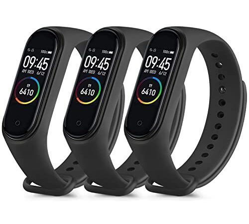 Yisica Correa para Xiaomi Mi Band 4 Xiaomi Mi Band 3,3Pack Original Coloridos Recambio Silicona Pulseras de Repuesto para Xiaomi Mi Smart Band 4 Xiaomi Mi Smart Band 3(Negro/Negro/Negro)