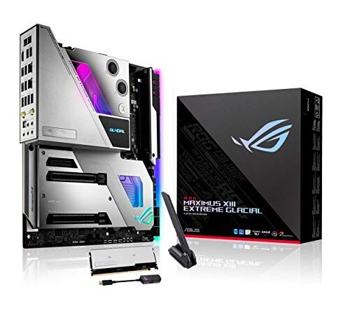 ASUS ROG MAXIMUS XIII EXTREME GLACIAL - Placa base (Intel Z590 EATX con VRM de 20 fases, bloque EK, 5 M.2, 2 Thunderbolt 4, Marvell AQtion 10 GB Ethernet, Intel 2.5 GB, PCIe 4.0, WiFi 6 y Aura Sync)