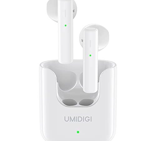 Auriculares Inalámbricos, UMIDIGI AirBuds U Auriculares Bluetooth 5.1, Auriculares Internos Control Táctil Wireless Earphones Deportivos Tiempo de Reproducción de 24h con Caja de Carga (Blanco)