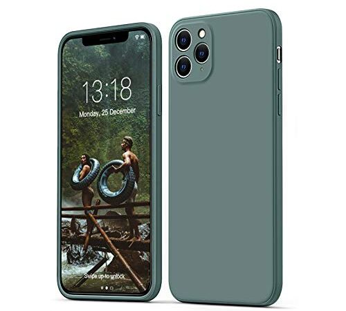 GOODVISH Funda de Silicona Líquida Ultrafina para iPhone 11 Pro MAX 6,5", Protección de la Pantalla y la Cámara, Especial Diseño de Borde Recto, Disipación de Calor Rápido, Anti-Caída (Pino Verde)