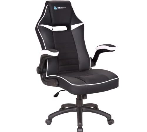 Newskill Nayuki, Silla Gaming Profesional con Respaldo 2.5D, Reposabrazos Alcochado y Ajustable, Respaldo con Mecanismo de Balanceo, Pistón Gas Clase 4 hasta 150 kg, Cuero PU y Tela, Color Blanca