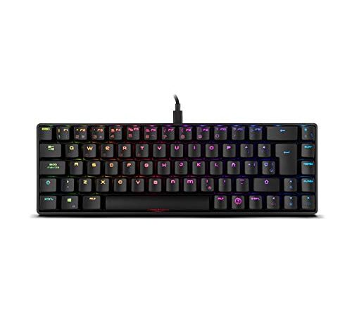 Ozone Gaming - Mini Teclado Gaming Tactical -OZTACTICALSP- Mecánico sin Teclado numérico, Bluetooth, Switches Outemu Red, Iluminación LED RGB, Silencioso, Layout Español, Negro