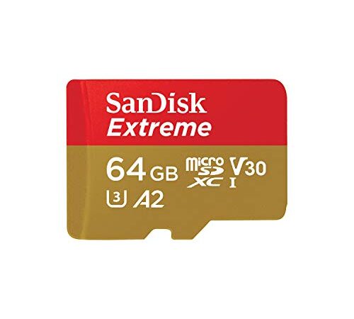 SanDisk Extreme - Tarjeta de memoria microSDXC de 64 GB con adaptador SD, A2, hasta 160 MB/s, Class 10, U3 y V30