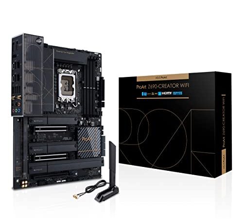 ASUS ProArt Z690-Creator WiFi 6E LGA 1700 (Intel 12ª generación) ATX Content Creator Motherboard (PCIe 5.0, DDR5, 2X Thunderbolt 4, 10G y 2.5G LAN, 4xM.2, panel frontal USB 3.2 Gen2x2 Tipo-C puertos)