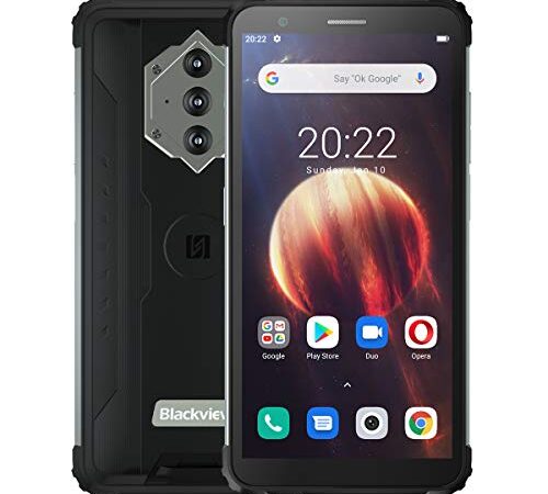 Blackview BV6600 Móvil Antigolpes, Batería 8580mAh (Carga Inversa), 5.7'' HD+ IP68 IP69K Impermeable Teléfono Resistente Android 10.0, Octa Core 4GB + 64GB, Cámara de 16MP NFC GPS Dual SIM Negro