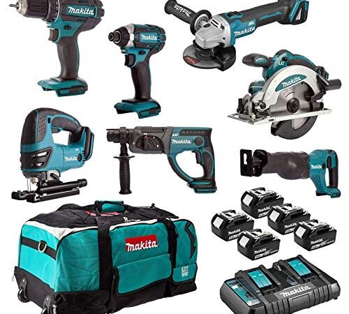 ENSEMBLE DE 7 MACHINES MAKITA (DDF482 + DTD152 + DGA504 + DSS610 + DHR202 + DJR186 + DJV180) - DLX7013PT1