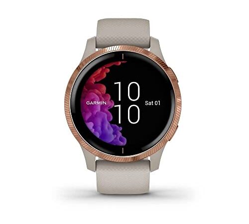 Garmin Venu Reloj Inteligente(GPS, Ecran AMOLED, Garmin PayTM, Musica ), Rosa Dorado, 43 mm