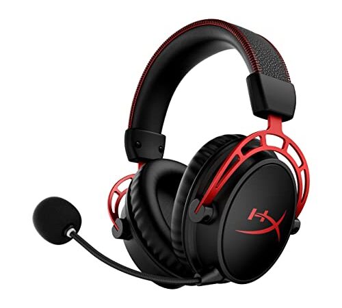 HyperX Cloud Alpha Wireless Auriculares Inalámbricos para Juegos de PC, Duración de la Batería de 300 Horas, Espuma Viscoelástica, Controladores de Doble Cámara, Color Negro y Rojo