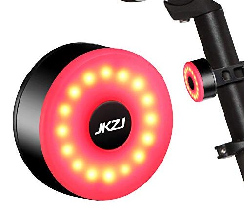 Luz Trasera Bicicleta Potente LED 70 Horas de Autonomía, Luz para Bicicleta USB-C Recargable con 5 Modos - JKZJ