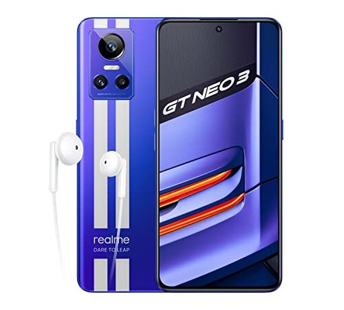 realme GT neo 3 80 W - 8+256GB 5G Smartphone Libre, Procesador MediaTek Dimensity 8100, Carga SuperDart de 80W, Pantalla Super OLED de 120 Hz,Dual Sim,NFC,Nitro Blue