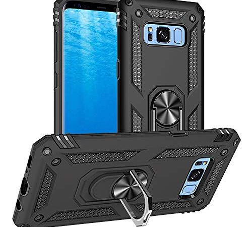 Yiakeng Funda Samsung Galaxy S8 New Edition Carcasa con Protector, Silicona Armor Case con Kickstand para Samsung Galaxy S8 (Negro)