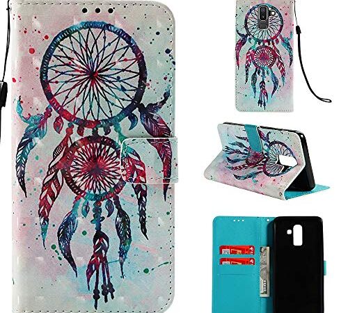 CoverKingz Carcasa para Samsung Galaxy J8 2018 – Funda con tarjetero para Galaxy J8 Cover – Carcasa plegable con diseño de calavera, multicolor