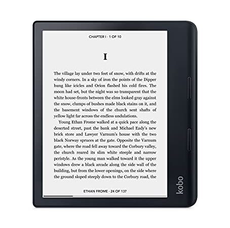 Rakuten Kobo Sage, eReader, eBooks y AudioBooks, Pantalla 8" táctil HD Carta E Ink antirreflejos, Resistente al Agua, Color y Brillo Ajustables, Reducción luz Azul, Bluetooth, Memoria 32GB, Negro