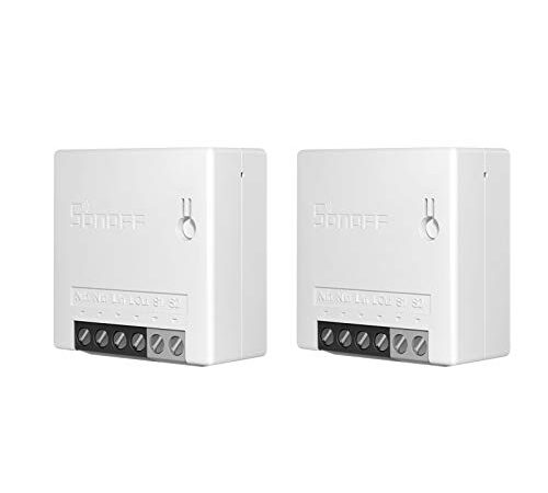 SONOFF MINI R2 2PCS Interruptor Inteligente Inalámbrico WiFi para Casa Inteligente,Funciona con Alexa, Google Home Assistant