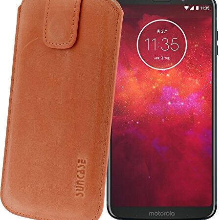 Suncase - Funda de piel con función retráctil y cierre magnético para Motorola Moto z3 Play, color rosa