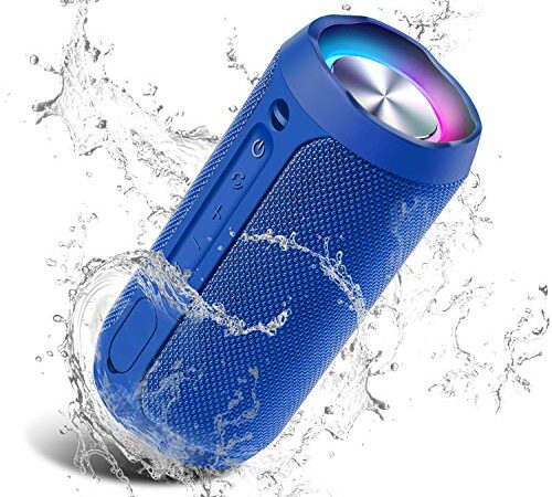 Altavoz Portátil Bluetooth, 24W Impermeable IPX7 Sonido Estéreo, Construido en Micrófono y Manos Libres, Bluetooth 5.0 + AUX Play, Altavoz inalámbrico Portátil - Azul