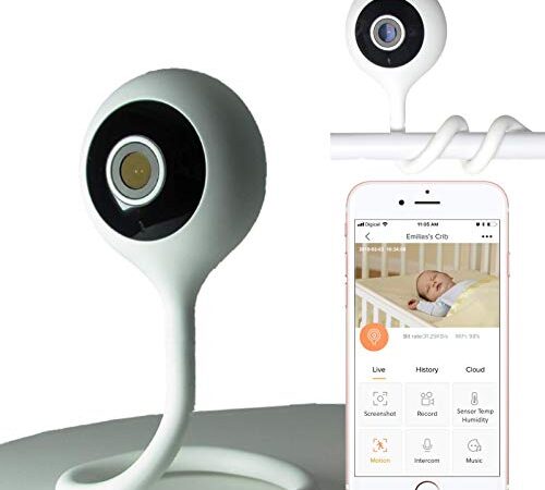 Baby CAMdy - Vigilabebe con cámara detección de Movimiento y llanto bebé⎮Full HD 1080p⎮Fijación en Cuna bebé⎮Aplicación iOS/Android⎮Medición Temperatura y Humedad