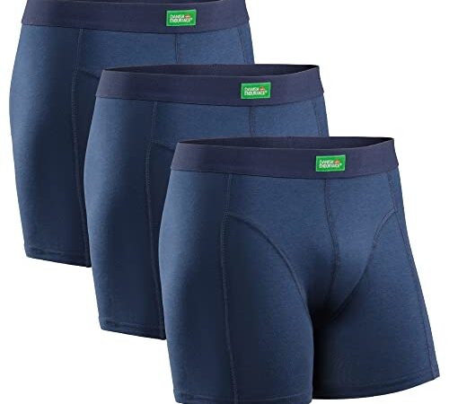 DANISH ENDURANCE Boxer Calzoncillos Hombre Algodón Orgánico Pack de 3 Negro Azul Blanco (Azul, Large)