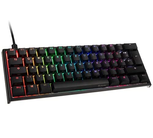 Ducky One 2 Mini Teclado Gaming Mecanico TKL, Teclado RGB Retroiluminado con Cherry MX Brown Switches, Teclado Mecanico 60% con Conector USB C, Teclado con Cable Desmontable, Negro