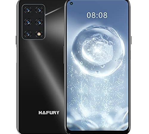 HAFURY Smartphone GT20, Teléfono Móvil 4G 8GB+128GB Pantalla 6,4'' Cámara 48MP+32MP Batería 4200mAh, 1080P Android 10 Dual SIM Procesador Octa-Core Desbloqueo Facial NFC OTG Negro