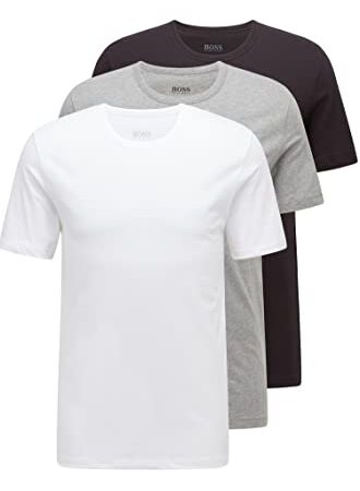 Hugo Boss, 3 Unidades de algodón de Cuello Redondo clásico de la Camiseta, Camisa SS RN Monochrome: Color: Black/Grey/White | Size: Medium