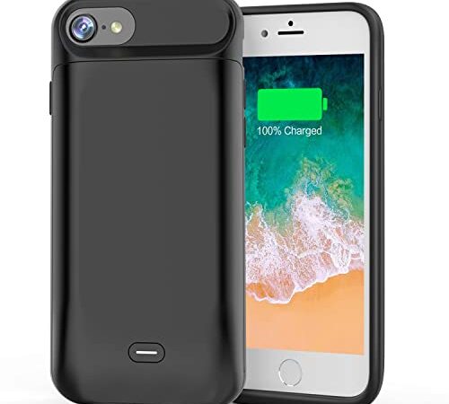 JCK Funda de batería iPhone 6 / 6s / 7/8 / SE 2020/ SE 2022, 4.7 Pulgadas, Estuche de Carga portátil Delgado Mejorado de 6600 mAh Estuche de batería extendido para Banco de energía Recargable