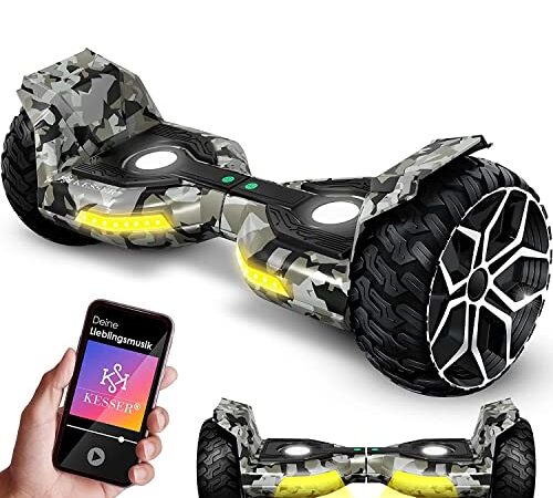 KESSER® Hoverboard 8,5 pulgadas 800 W K-HB-X10 con función de aplicación, altavoz Bluetooth, luz LED, modo de seguridad para niños, motor dual, Smart Electric Self Balance Board Hover, negro