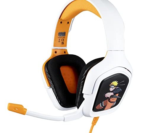 Meridiem Games Auriculares para Juegos KX Naruto, Blanco, Naranja y Negro