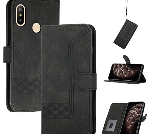 Momoka Funda compatibile con redmi Note 6/redmi Note 6 Pro ,Premium Flip Billetera Funda de Cuero,magnético, función de Soporte y Ranuras para Tarjetas-Negro