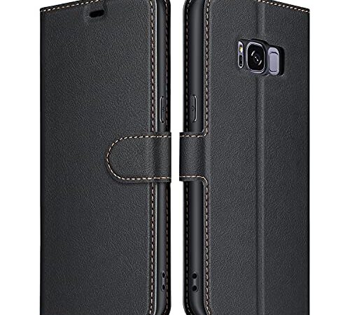 ELESNOW Funda Samsung Galaxy S8, Cuero Premium Flip Folio Carcasa Case para Samsung Galaxy S8 (Negro)