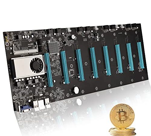 PNGOS BTC-S37 Minería Placa Base,Mining Machine Motherboard Compatible con DDR3 SODIMM VGA + HDMI 8 * PCIE 16X Tarjeta Gráfica Placa Base Compatible con Bitcoin Ethereum