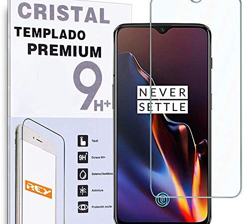 REY Protector de Pantalla para ONEPLUS 6T / One Plus 6T / ONEPLUS 7, Cristal Vidrio Templado Premium