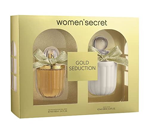 Women'secret Gold Seduction Estuche Regalo Perfumes de Mujer Pack de 2 piezas Eau de Parfum 100ml con Vaporizador y Body Lotion 200ml Set Fragancia Floral, Afrutada y Gourmand