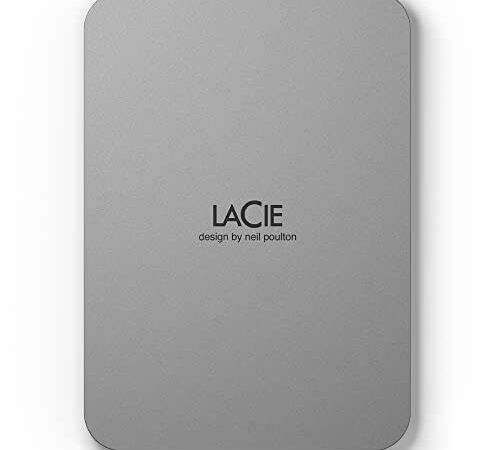 LaCie Disco Duro Externo portátil Drive V2 Moon de 5 TB 2,5 Pulgadas, Mac & PC, Plateado, Incluye Servicio de Rescate de 2 años, número de Modelo: STLP5000400